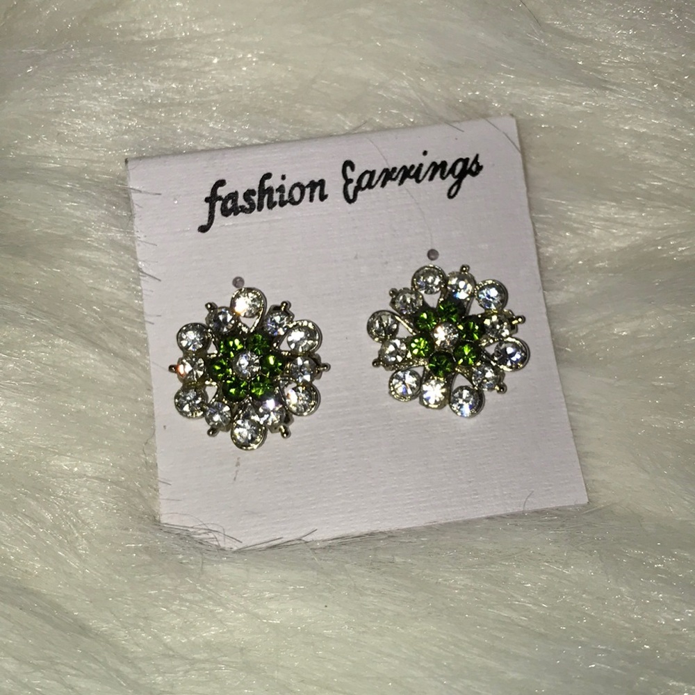 New Crystal and green earrings